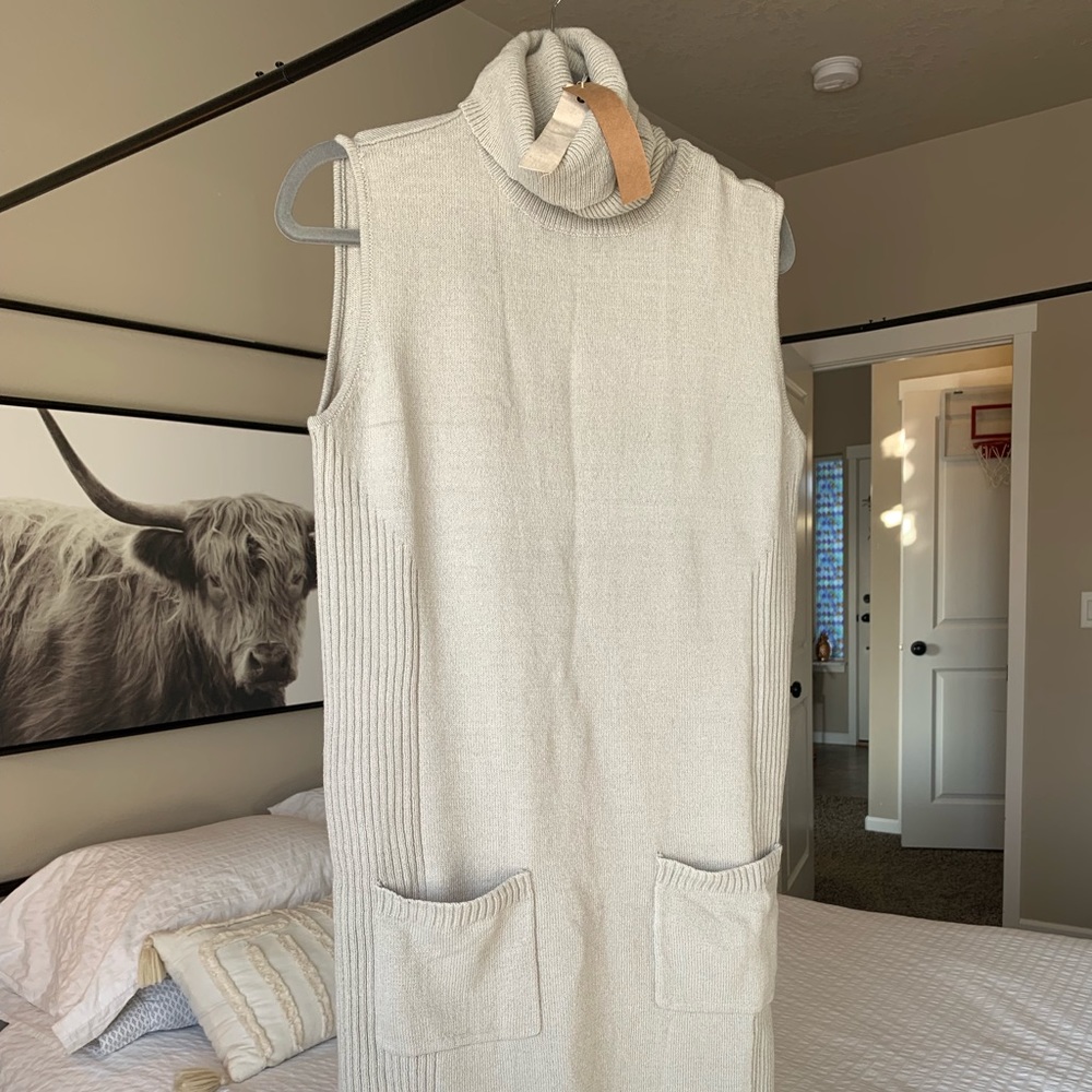 Grey tube turtle neck dress